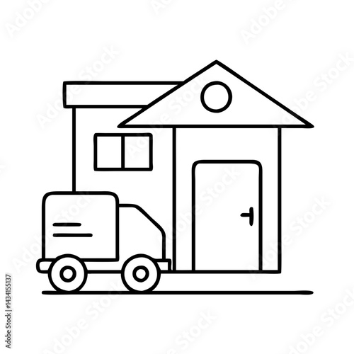 home delivery icon, home delivery line art - simple line art of home delivery, perfect for home delivery logos and icons