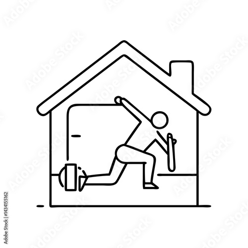 home exercise icon, home exercise line art - simple line art of home exercise, perfect for home exercise logos and icons
