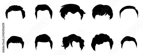 A set of man's hairstyles isolated. Men's haircut collection.