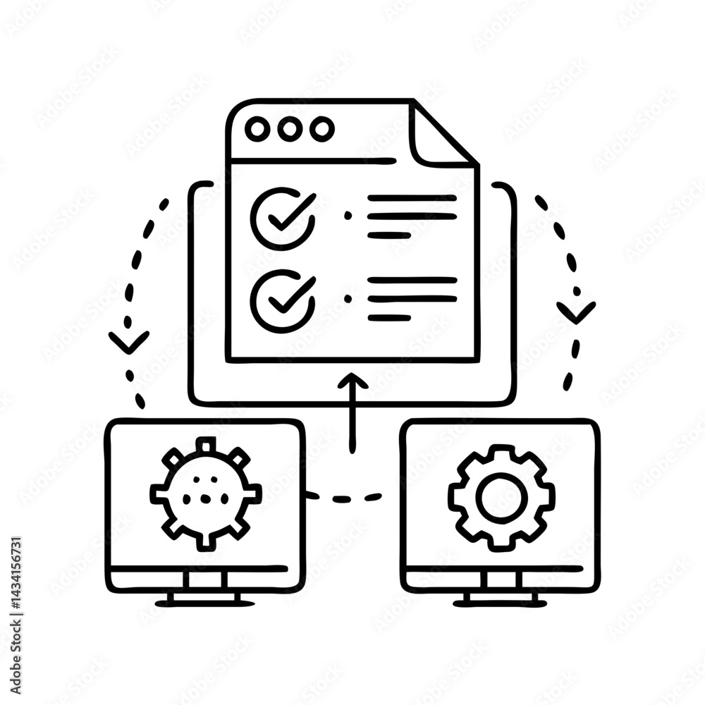 Fototapeta premium integration testing icon, integration testing line art - simple line art of integration testing, perfect for integration testing logos and icons