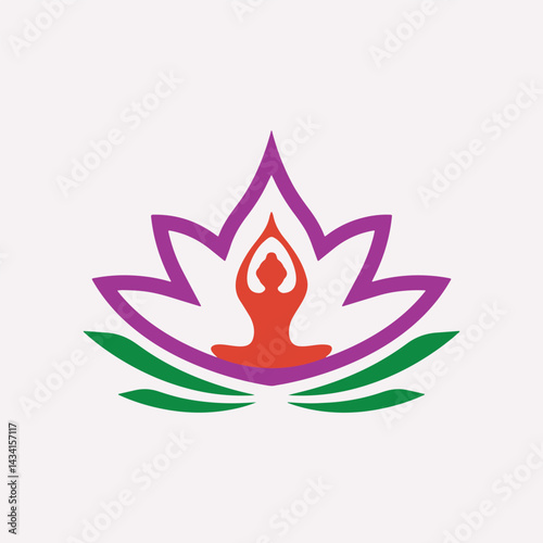  Lotus yoga pose with vibrant floral elements.