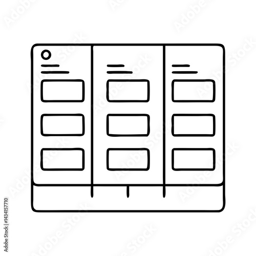 kanban board icon, kanban board line art - simple line art of kanban board, perfect for kanban board logos and icons
