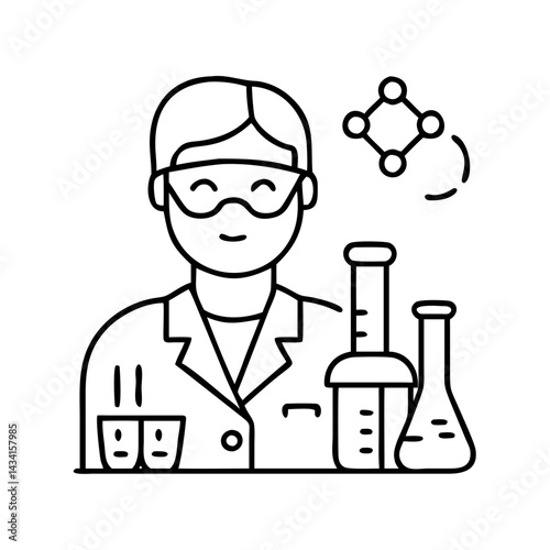 lab technician icon, lab technician line art - simple line art of lab technician, perfect for lab technician logos and icons