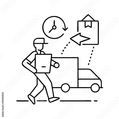 last mile delivery icon, last mile delivery line art - simple line art of last mile delivery, perfect for last mile delivery logos and icons