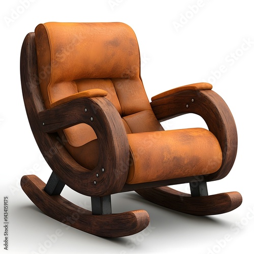 Obraz na płótnie Wooden rocking chair with rustic charm w salonie