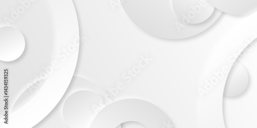 Abstract white monochrome vector background. minimal white abstract background with circular Line patterns. Vector banner design.Creative white background.Futuristic technology concept.Suit for cover.