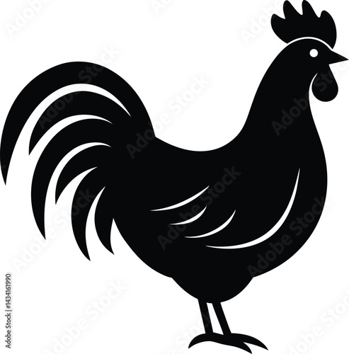 black rooster vector illustration