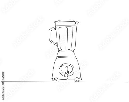 Continuous line drawing of electric blender. Single line illustration of blender home appliance. Kitchen tool concept. Editable outline
