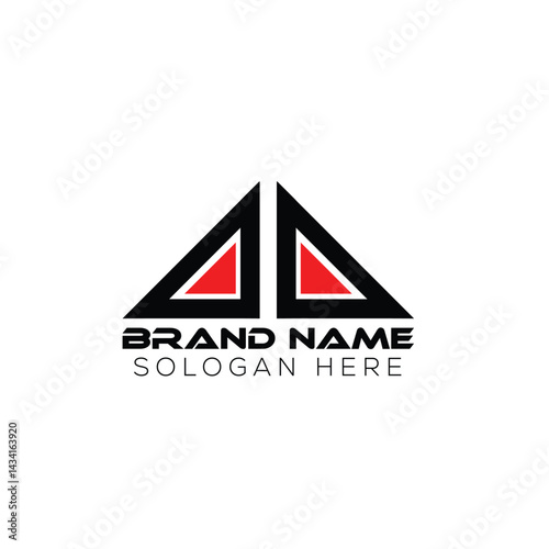 OD triangle letter logo design with triangle shape. OD triangle logo design monogram. OD triangle vector logo template with red color. OD triangular logo Simple, OD triangle logo design monogram.