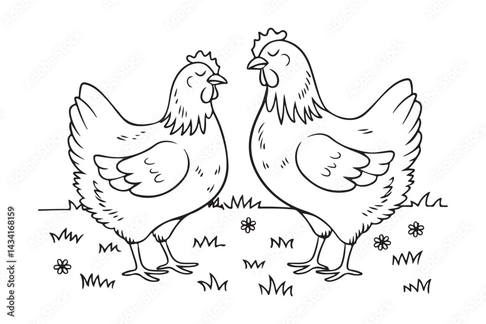 Fototapeta premium chicken vector icon line art illustration, rooster hen vector outline icon