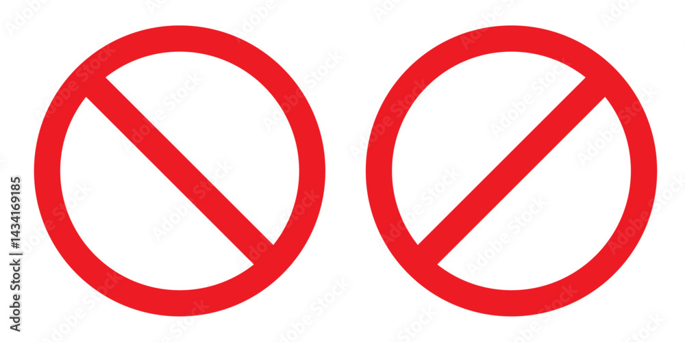 Fototapeta premium No Entry Sign, Red Circle with Diagonal Line