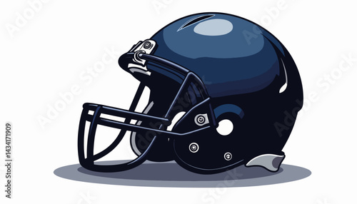 Modern navy blue American football helmet, sleek vector design