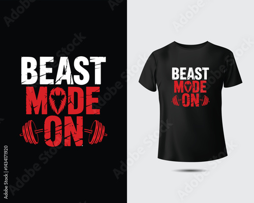Gym workout fitness motivational t-shirt designs beast mode push limits no pain no gain inspirational quotes bodybuilding training apparel for men and women sporty graphic prints.