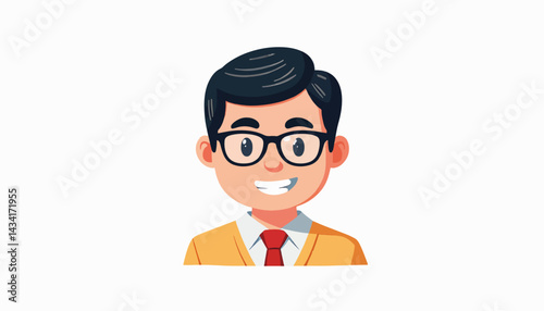 Cheerful assistant smiling in vector illustration, artistic design