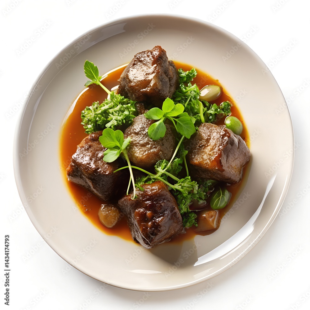 Rabada com agriao on plate on white background Rabada com agriao on plate on white background