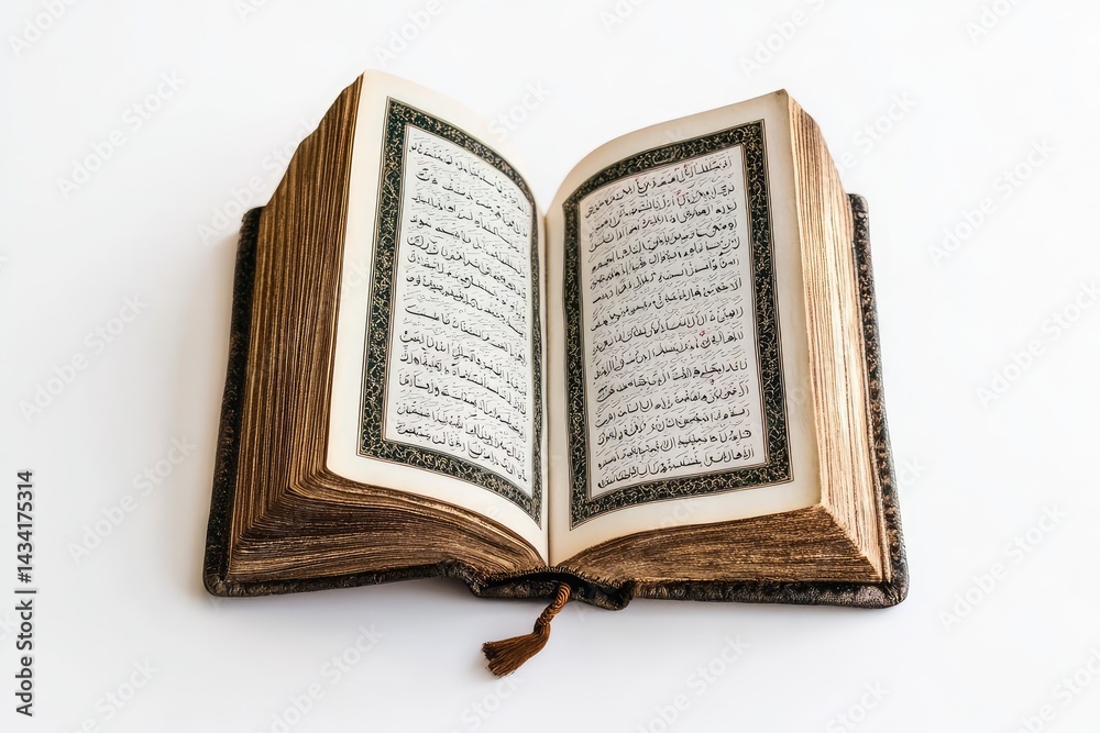 Fototapeta premium Quran on white background. AI generated illustration.