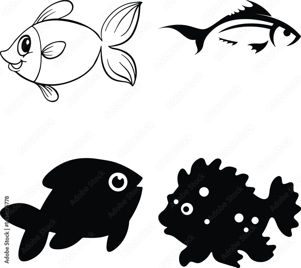 Obraz premium Fish Bundel simple icon. Vector ICON all icon Viktor 