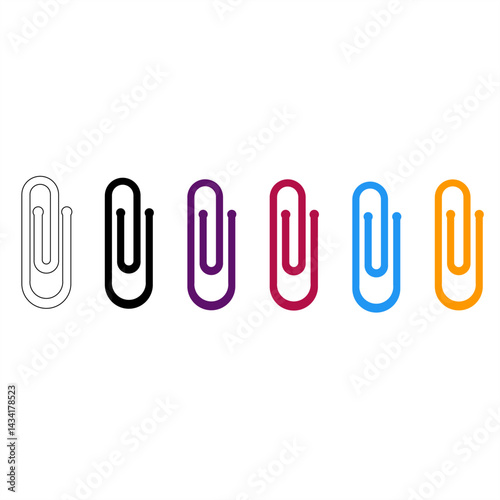Paperclip Icon Set colorful - Office and Document Tools
