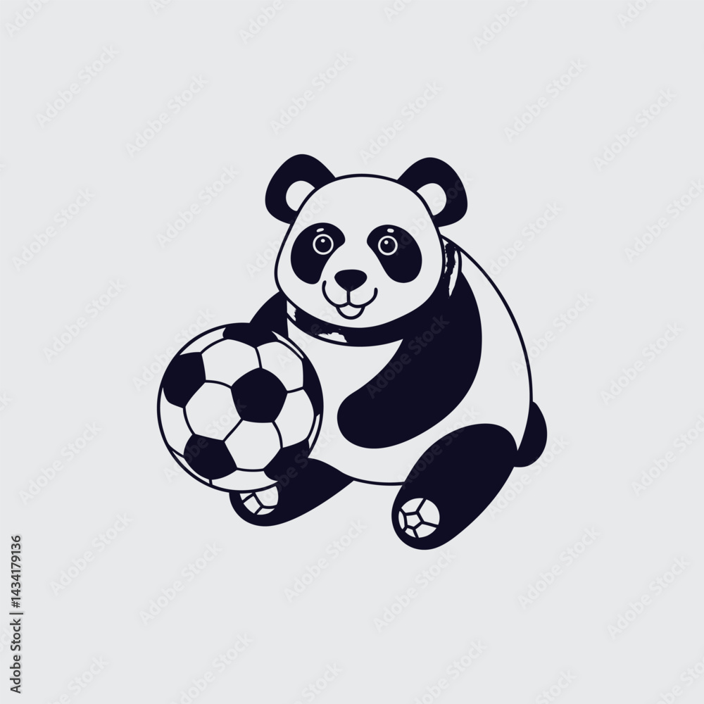 Adorable Panda Characters with Soccer Balls – Vector Illustration

