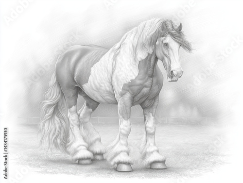 Draw Sketch of a Majestic Horse With Flowing Mane - Cleveland Bay Mulgrave Supreme photo