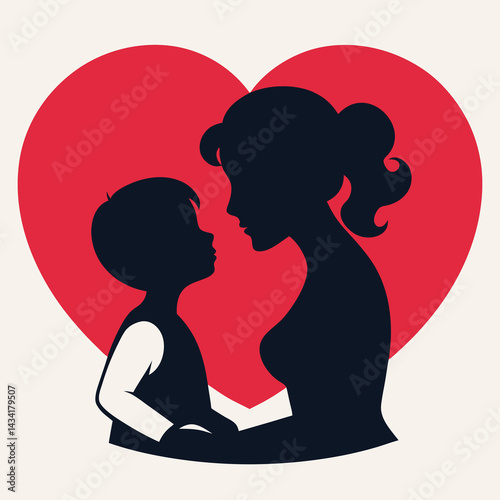 mother and child love silhouette vector