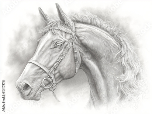 Draw Sketch of a Majestic Horse With Flowing Mane - Cleveland Bay Mulgrave Supreme photo