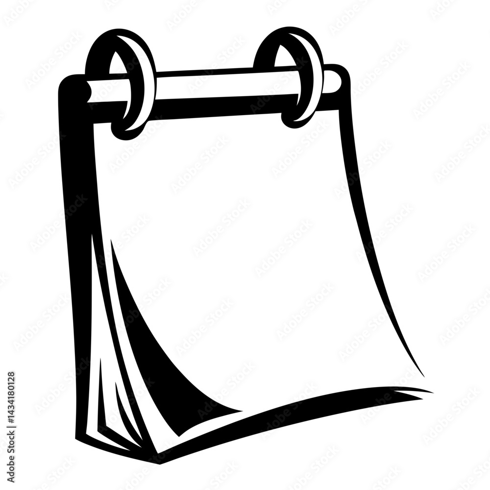 Stylized Desk Calendar with Multiple Blank Sheets and Metal Fasteners Illustration Stylized Desk Calendar with Multiple Blank Sheets and Metal Fasteners Illustration