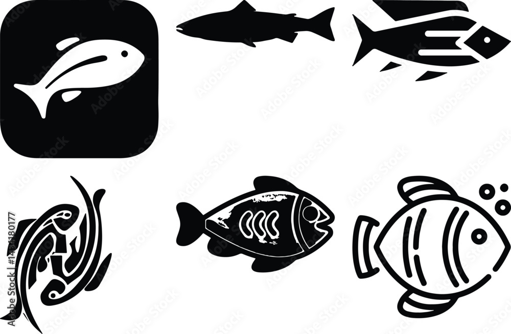 Naklejka premium Fish Bundel simple icon. Vector ICON all icon Viktor