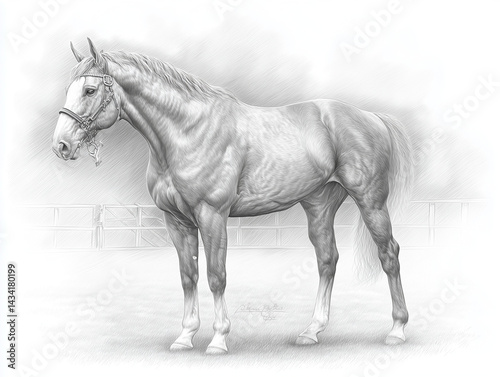 Draw Sketch of a Majestic Horse With Flowing Mane - Cleveland Bay Mulgrave Supreme photo