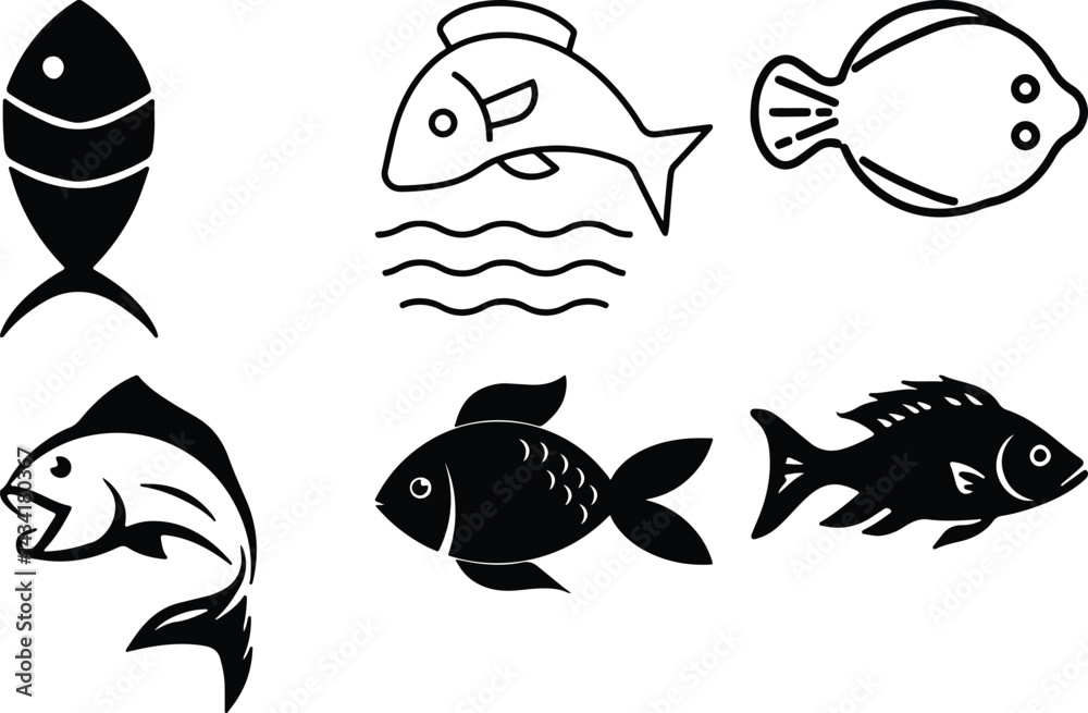 Naklejka premium Fish Bundel simple icon. Vector ICON all icon Viktor