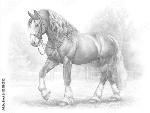 Draw Sketch of a Majestic Horse With Flowing Mane - Cleveland Bay Mulgrave Supreme photo