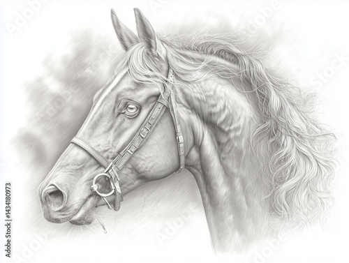Draw Sketch of a Majestic Horse With Flowing Mane - Cleveland Bay Mulgrave Supreme photo