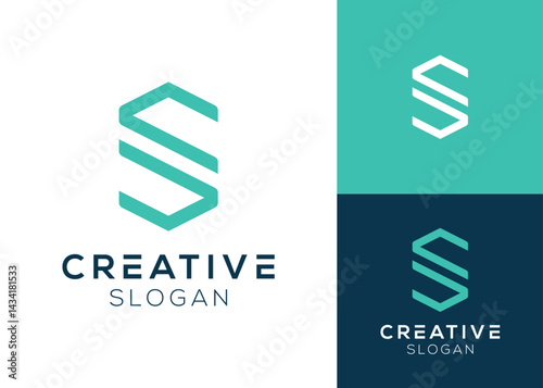 Abstract geometric letter S logo design