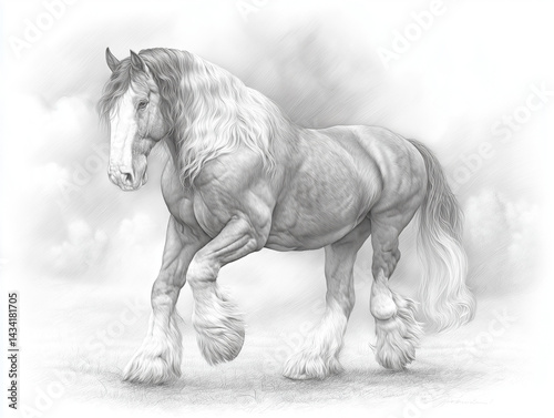 Draw Sketch of a Majestic Horse With Flowing Mane - Cleveland Bay Mulgrave Supreme photo