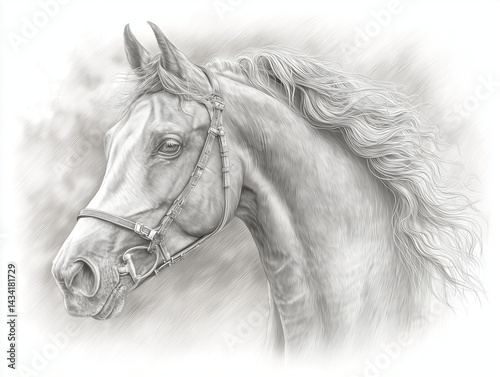 Draw Sketch of a Majestic Horse With Flowing Mane - Cleveland Bay Mulgrave Supreme photo
