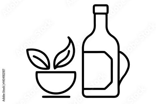 Green glass bottle of olive oil and a red wine bottle isolated on white