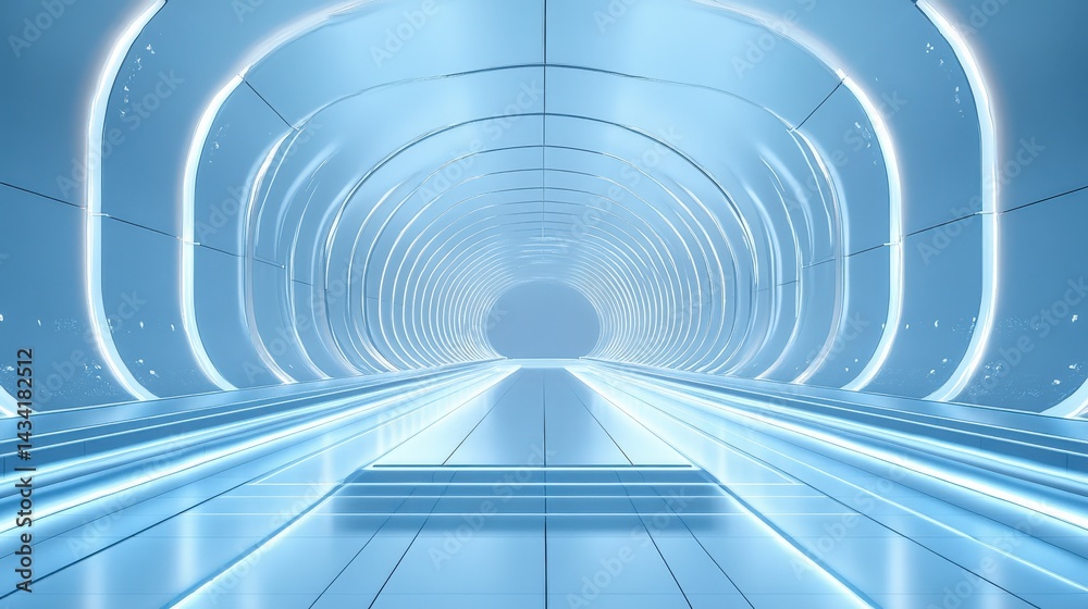 Obraz premium Futuristic Light Blue Tunnel Pathway
