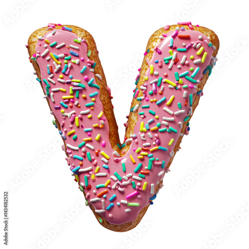 Wallpaper Mural Letter V made of donut isolated on transparent background PNG Torontodigital.ca