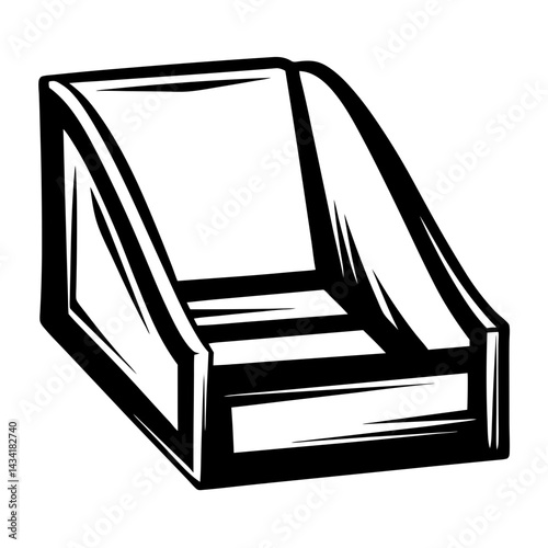 Stylized Single Color Vector Illustration of a Wooden Fruit Crate