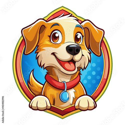 Cartoon Golden Retriever Dog Icon – Cute Pet Illustration, Animal Avatar, Vector Art, Canine Graphic Design, Adorable Dog Badge for Pet Lovers, Logo & Emblem