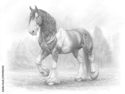 Draw Sketch of a Majestic Horse With Flowing Mane - Cleveland Bay Mulgrave Supreme photo