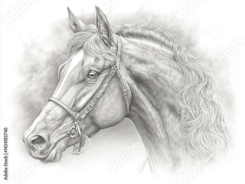Draw Sketch of a Majestic Horse With Flowing Mane - Cleveland Bay Mulgrave Supreme photo