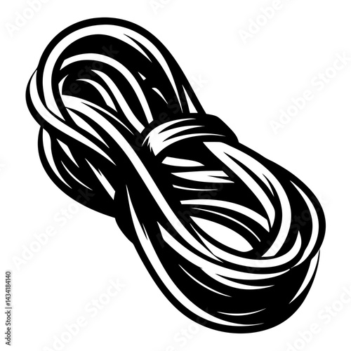 Monochrome image of a coiled rope creating a striking visual pattern