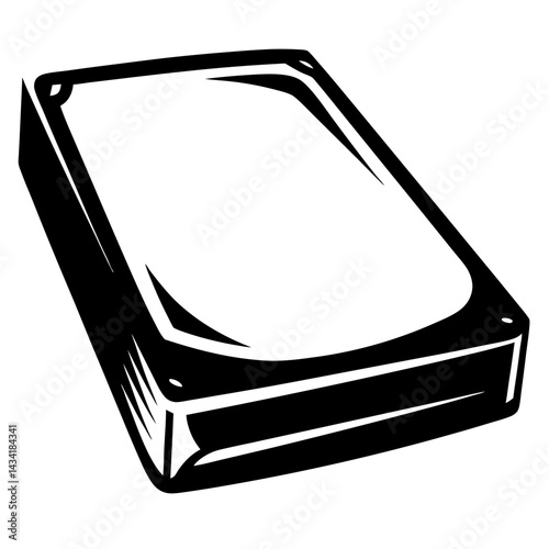 Vector illustration of a hard drive disk in black and white style