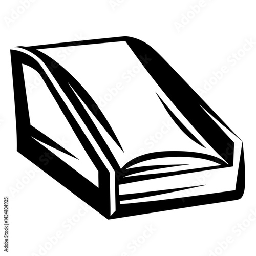Boldly Rendered Open Book with Abstract Styling and Angled Perspective View