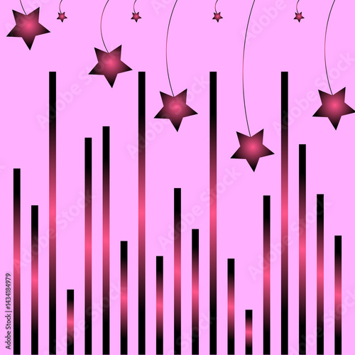 Abstract Background with Gradient Stars and Vertical Bars