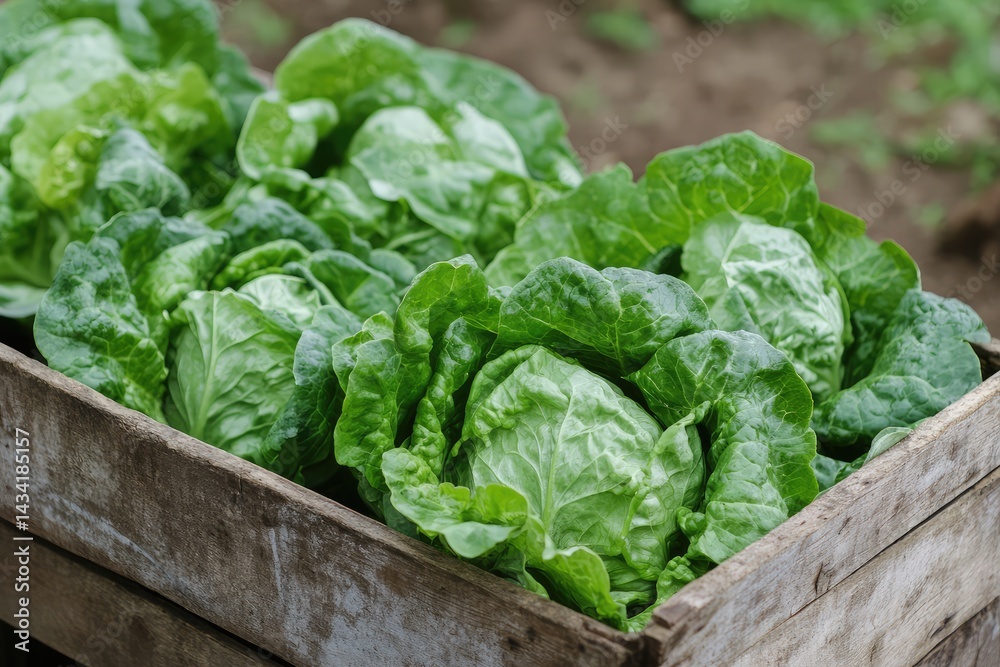 Lettuce in a box. AI generated illustration. Lettuce in a box. AI generated illustration.