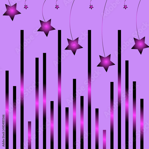 Abstract Background with Gradient Stars and Vertical Bars