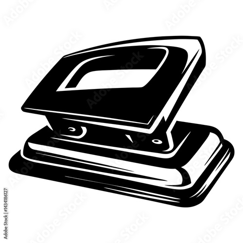 Black and White Illustration of a Hole Punch Paper Office Tool