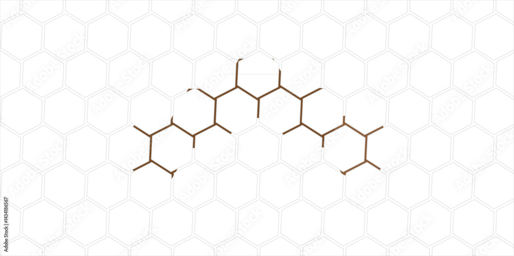 Fototapeta premium Abstract geometric hexagon pattern with honeycomb design in a seamless 3D metal texture